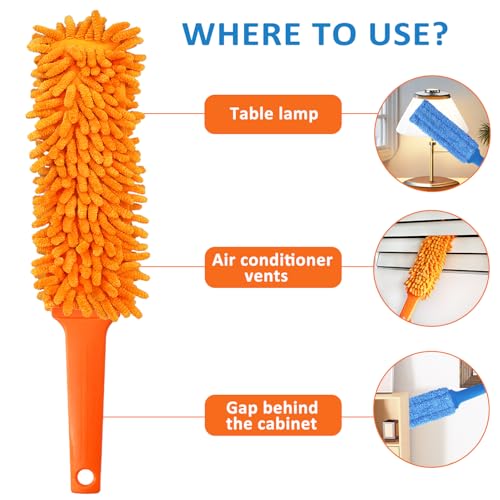 3-Piece Microfiber Gap Cleaning Duster Set with Retractable Handle