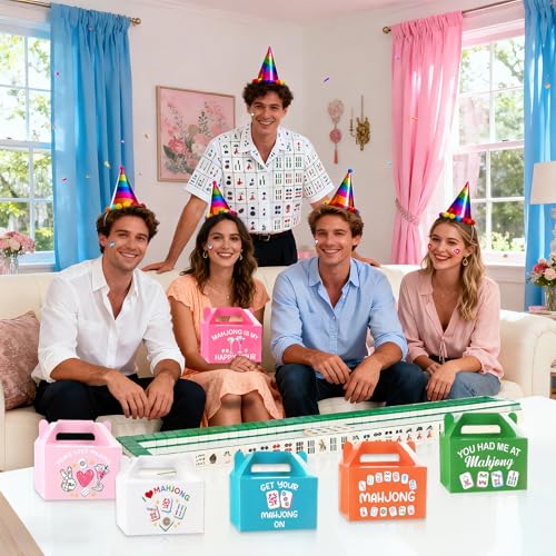 12 Mahjong Gift Boxes - Colorful Party Favor Treat Boxes