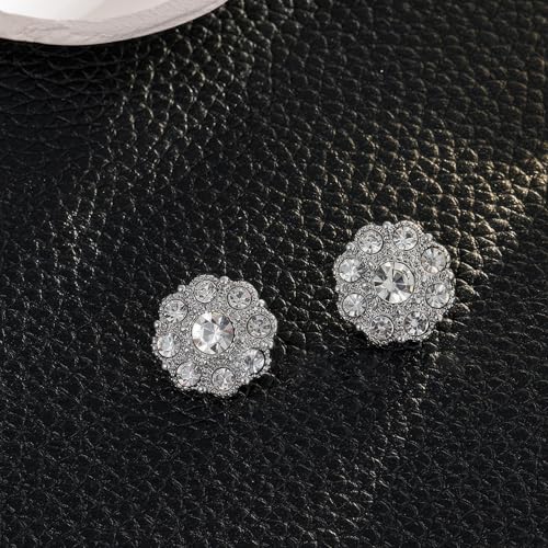 CECELORIA 10 Pcs Crystal Rhinestone Buttons 14mm Sew-On Embellishments for DIY Crafts