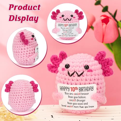 Handmade Crochet Axolotl Plush Toy for 10-Year-Old Girls