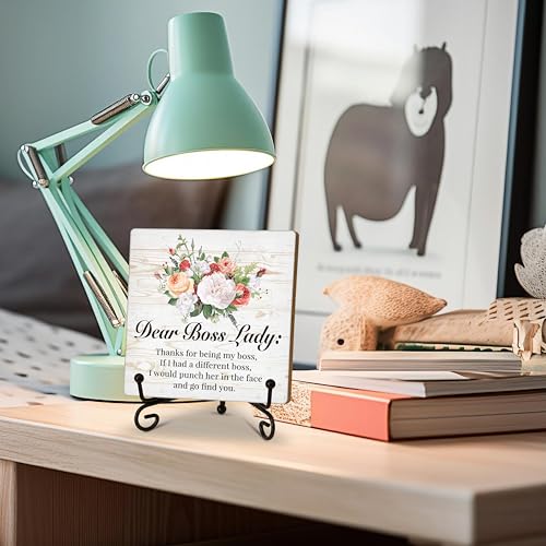 Boss Lady Wood Plaque Sign with Stand Desk Decor Inspirational Quote Gift