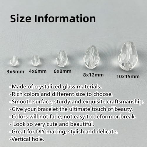 Transparent Teardrop Crystal Glass Beads 10x15mm for Jewelry Making - 50pcs