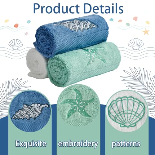 Dark Blue 3-Pack Cotton Hand Towels - Soft & Absorbent 13x29