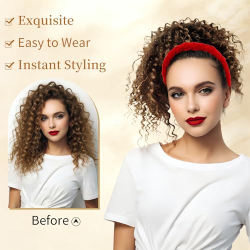 Esitrormi Red Braided Velvet Headband - Elastic Hair Accessory