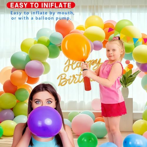 YEATOP 100PCS 12-Inch Rainbow Latex Balloons, Assorted Party Decor