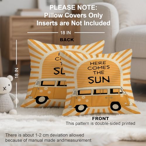 Retro Boho Van Throw Pillow Cover - 18x18 Inch Sunshine Decor
