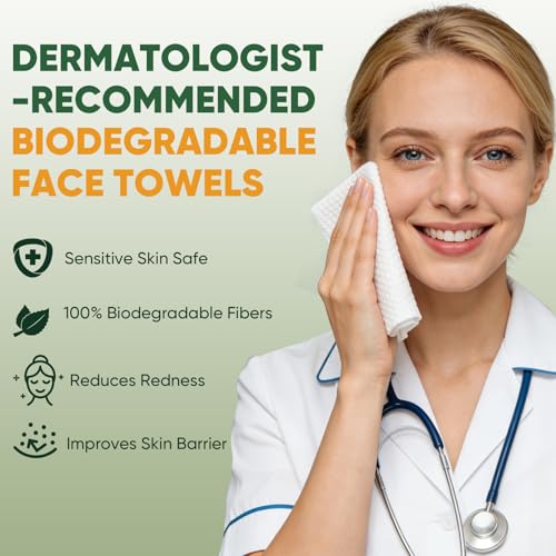 TEAWOO Disposable Face Towels 50ct, Soft Viscose Makeup Remover Wipes