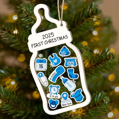 Yewfold Personalized Baby First Christmas Wooden Ornament 2025 Keepsake