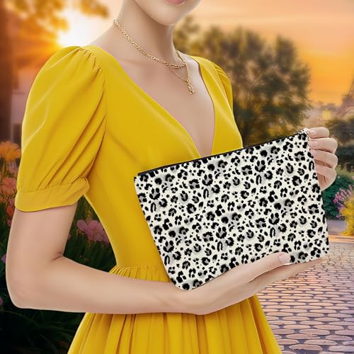 Leopard Makeup Bag for Women Preppy Cosmetic Pouch Travel Organizer