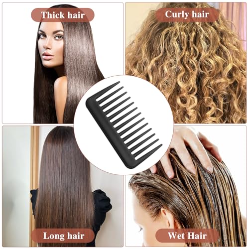 Mozeat Lens Mini Travel Wide Tooth Comb - Black Pocket Hair Comb