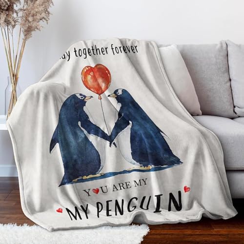Penguin Couple Love Blanket - 50"x60" Romantic Anniversary Gift for Couples