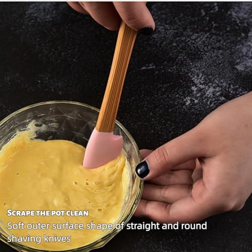 5-Piece Silicone Spatula Set with Bamboo Handles - Heat Resistant & Non-Stick Kitchen Utensils