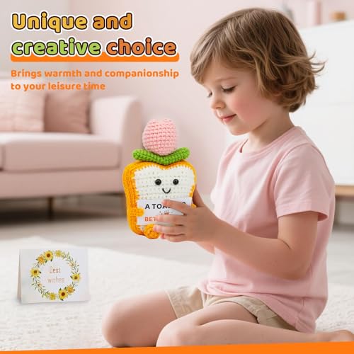 Handmade Crochet Toast with Uplifting Card | Emotional Support Gift