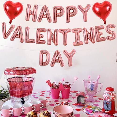 Happy Valentine's Day Rose Gold Foil Letter Balloons - 16 Inch