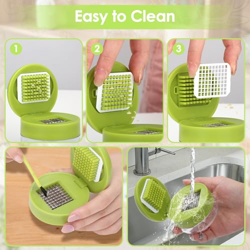 2-Piece Stainless Steel Garlic Press Set with Peeler for Ginger and Nuts