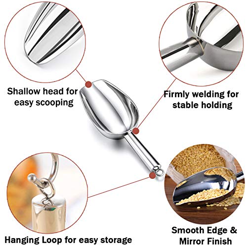 TeamFar 5 oz Stainless Steel Ice Scoop - Durable Metal Food Candy Scoop