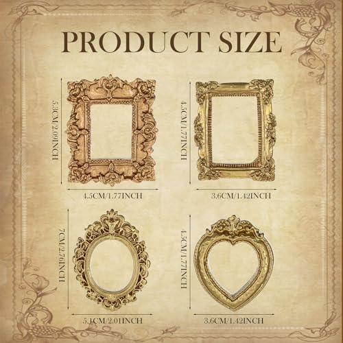 16 Pcs Vintage Mini Picture Frames - Antique Resin Photo Frames