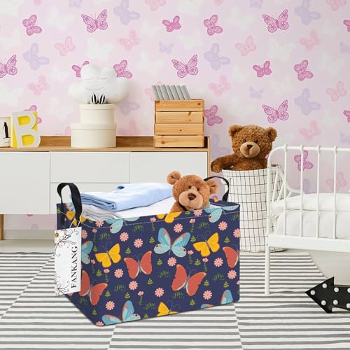 Collapsible Rectangular Colorful Butterfly Storage Basket - FANKANG