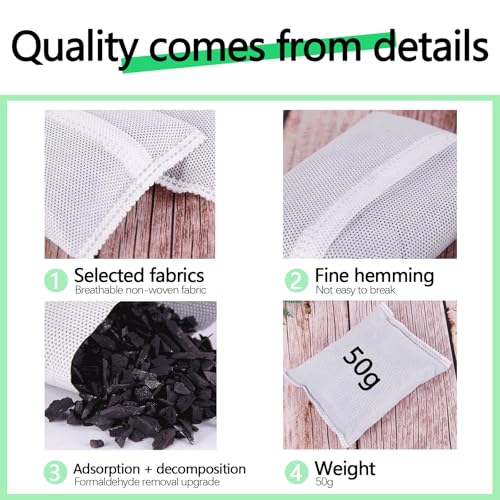 Activated Charcoal Odor Eliminator - 10 Pack for Trash Cans, Cars & Shoes