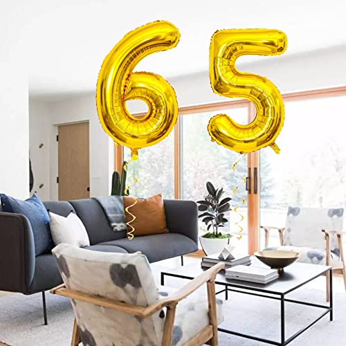 40-Inch Gold 65 Number Balloon for Birthday & Graduation Party