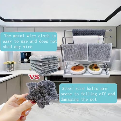 Scratch-Free Metal Wire Dishwashing Cloths - 10 Pack