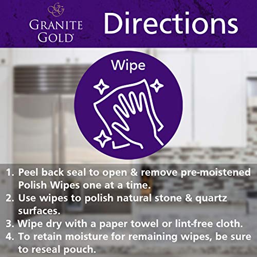 Granite Gold Polish Wipes for Granite, Quartz & Marble - 18 Count