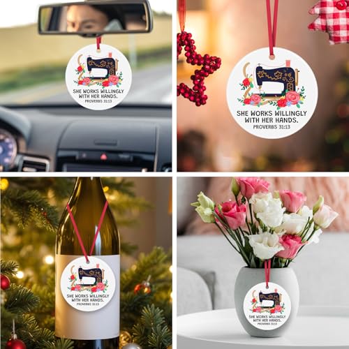 Ceramic Sewing Ornament Gift for Quilters & Seamstresses
