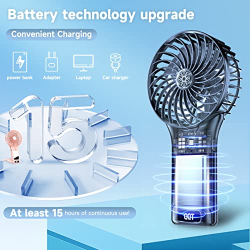 QQT Pink Rechargeable Handheld Fan - 4-Speed Portable Design