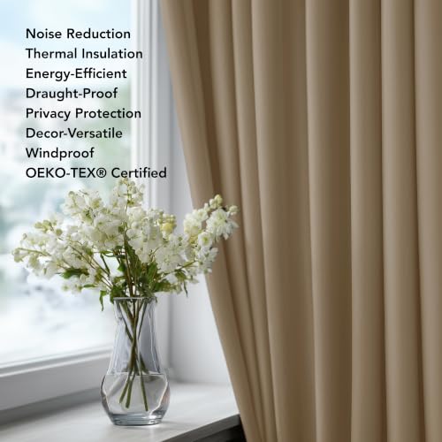 Deconovo Blackout Curtain 42"W x 63"L Khaki Room Darkening Panel for Living Room