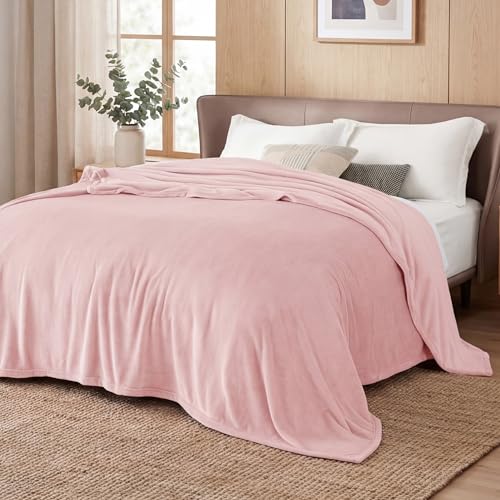 Bedsure Queen Fleece Blanket, Soft Lightweight Plush Bedding, Cherry Blossom Pink