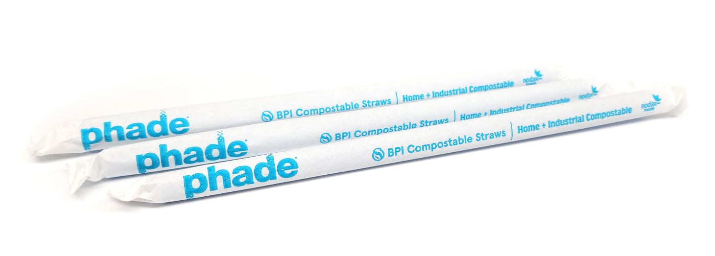 phade Eco-Friendly 9.0" Colossal Boba Straws - Wrapped 500 Count Bulk Pack - Sustainable PHA Biopolymer - Compostable Durable Alternative to Plastic