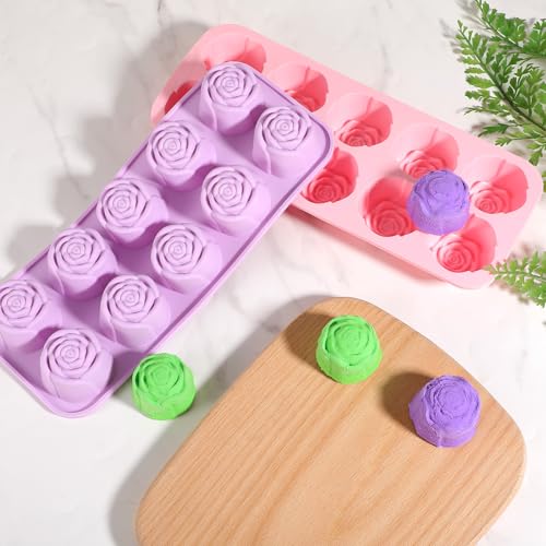 2-Pack Silicone Rose Candy and Chocolate Molds, 20-Cavity Flower Bakeware