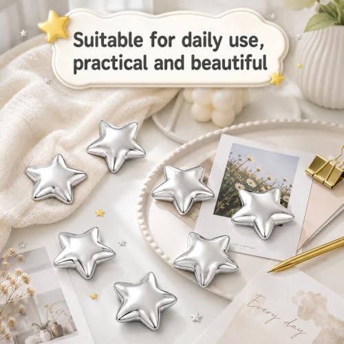 10 Silver Star-Shaped Fridge Magnets for Home & Office Decor