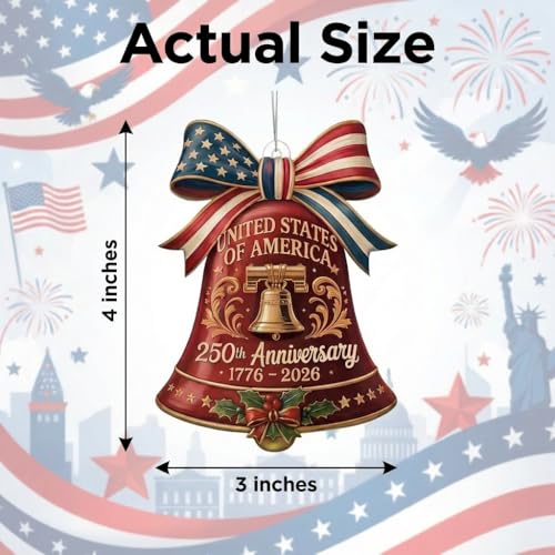 Red 250th Anniversary Liberty Bell Ornament | USA Patriotic Decor
