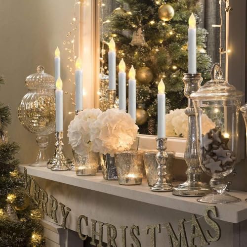 60PCS White Flameless LED Taper Candles Battery Operated Flickering Flame Safe Decor