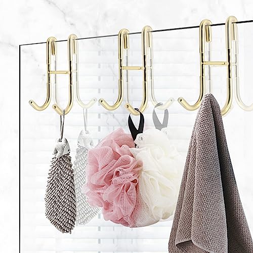 Hitefu Gold Shower Door Hooks – 2 Pack Frameless Glass Door Towel Hanger