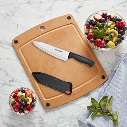 Farberware 6-Inch Self-Sharpening Chef Knife with Ergonomic Handle, Black
