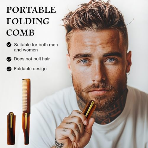 Zoolinn Folding Pocket Comb, 6.69-Inch Amber Finish Fine Tooth Grooming