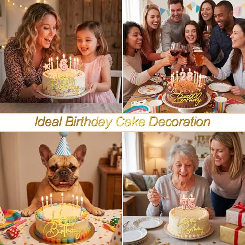 18 Pcs Gold Acrylic Happy Birthday Cake & Cupcake Toppers
