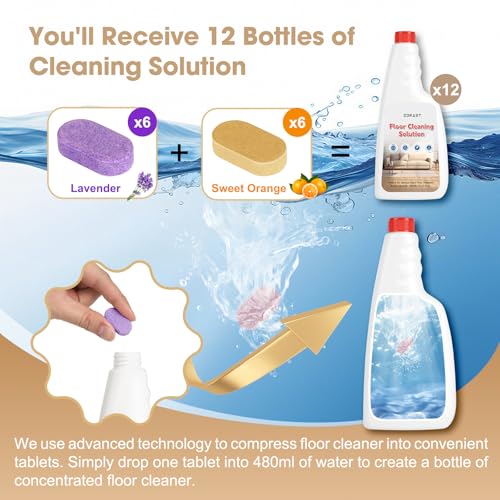 ZORAST Lavender & Orange Floor Cleaning Tablets for Roborock Vacuums, 12-Pack