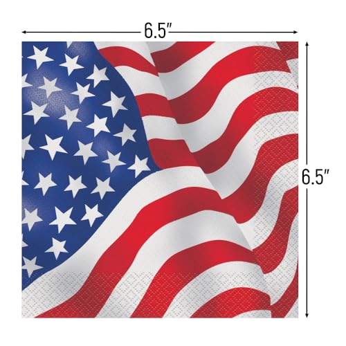 USA Flag Luncheon Napkins - 16 Pack, 6.5" Paper Napkins
