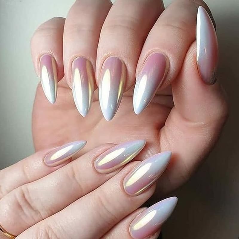 Furimuk White Pearl Chrome Nail Powder - Mirror Effect Aurora Pigment