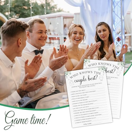 Bridal Shower Game Cards - Who Knows the Couple Best? | Eucalyptus Theme | 30 Guests