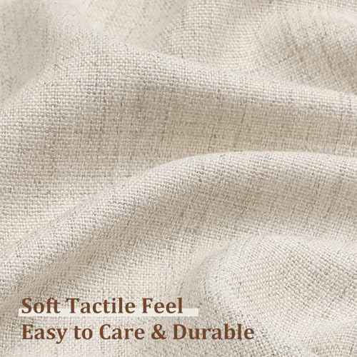 Ebesto Natural Kitchen Curtains 30W x 24L Inches - 2 Panels Light Filtering Faux Linen Texture, Rod Pocket Short Window Drapes for Kitchen, Bathroom, Over Sink, Pack of 2