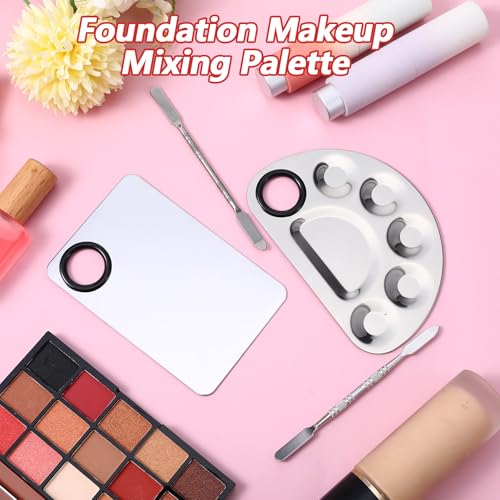 Apojgitn 2 Set Metal Makeup Mixing Palette with Spatula Stainless Steel