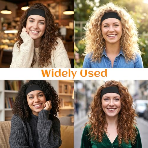 Ouligay 2-Pack Black Lace Wig Bands with Ear Cut Outs, Adjustable Melting Bands