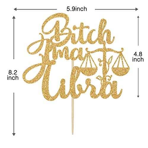 Libra Birthday Cake Topper - Zodiac Party Decoration in Gold