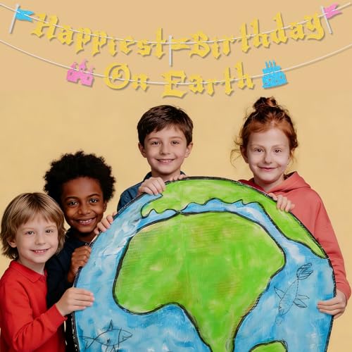 Happiest Birthday On Earth Castle Banner for Girls Party