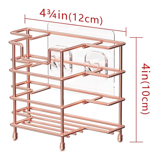 Linkidea Stainless Steel Toothbrush Holder - Wall Mount & Countertop, Rose Gold