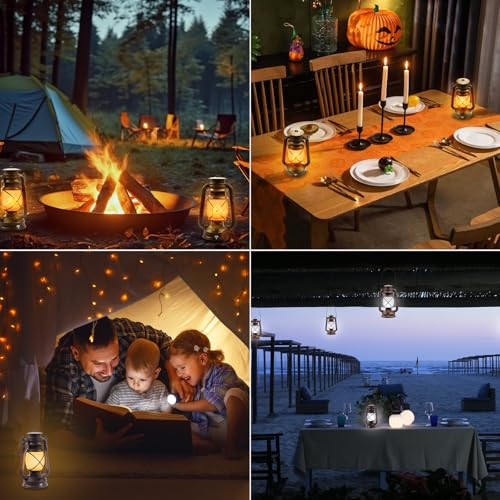 2 Pack Vintage Bronze Lanterns with Remote Control - 4 Modes Rechargeable